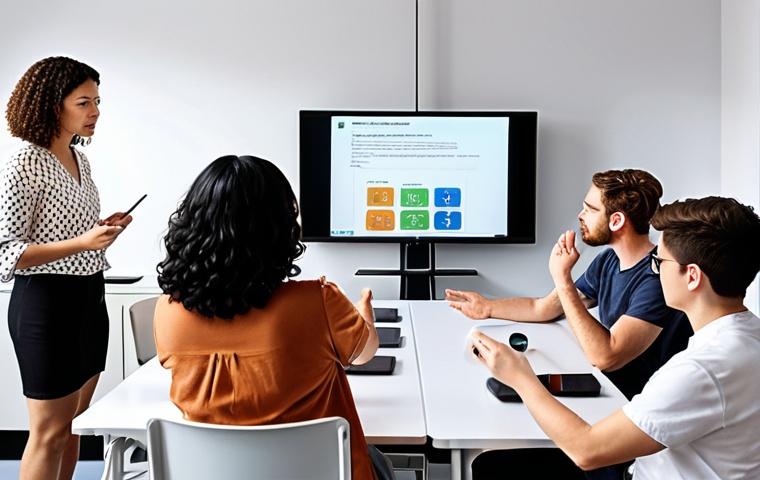 **
> A diverse group of people participating in an educational workshop about AI, led by an instructor. The scene should be bright and engaging, with visuals illustrating basic AI concepts. Emphasis on accessibility and understanding, like explaining how a microwave works to someone unfamiliar with it.
**