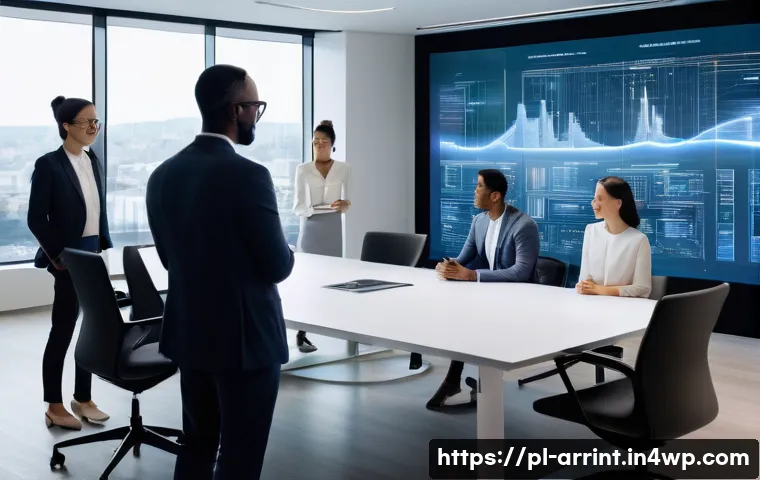 AI 윤리 지침의 효과적인 적용 사례 - **Prompt for "Trust and Ethical AI in Business"**:
"A diverse team of young and experienced prof...