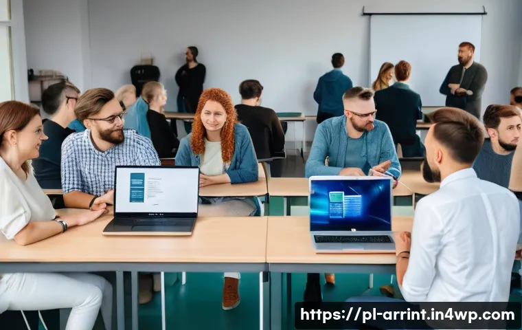 시민참여 AI 윤리의 필요성과 효과 - A diverse group of Polish citizens engaged in a public AI ethics workshop inside a modern community ...